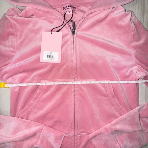 NWT JUICY COUTURE Velour OG Bling Tracksuit Hoodie & Pant Set Rose Pink Size Sma - Picture 5 of 11